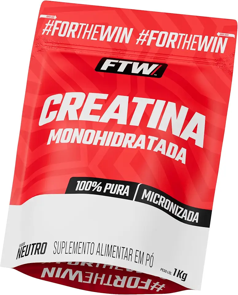 FTW Creatina Monohidratada 100% Pura - Explosão de Energia, Força e Resistência - Absorção Rápida para Ganho de Massa e Performance (Refil 1KG)