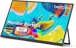 Monitor Portatil 18,5'', FHD 1080P Monitor Portátil Conectado Com USB C Dupla/HDMI, IPS Extensor De Tela para Notebook com VESA e Suporte de proteção, Plug and Play (18.5)