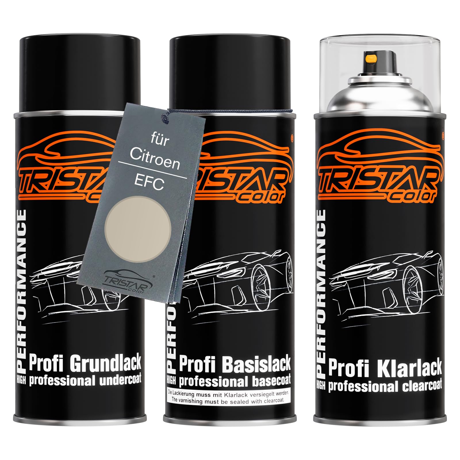 Tristarcolor Blanc Perle Nacre Car Paint Spray Can Set For Citroen Efc /Pearlescent White Perl Under + Base Coat Clear Coat Spray Can 400Ml