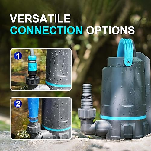 Miniatura 5 de Aquastrong Bomba de sumidero automática, bomba de agua sumergible de 12 HP, bomba utilitaria de 3159 GPH para eliminación de agua de alto flujo para