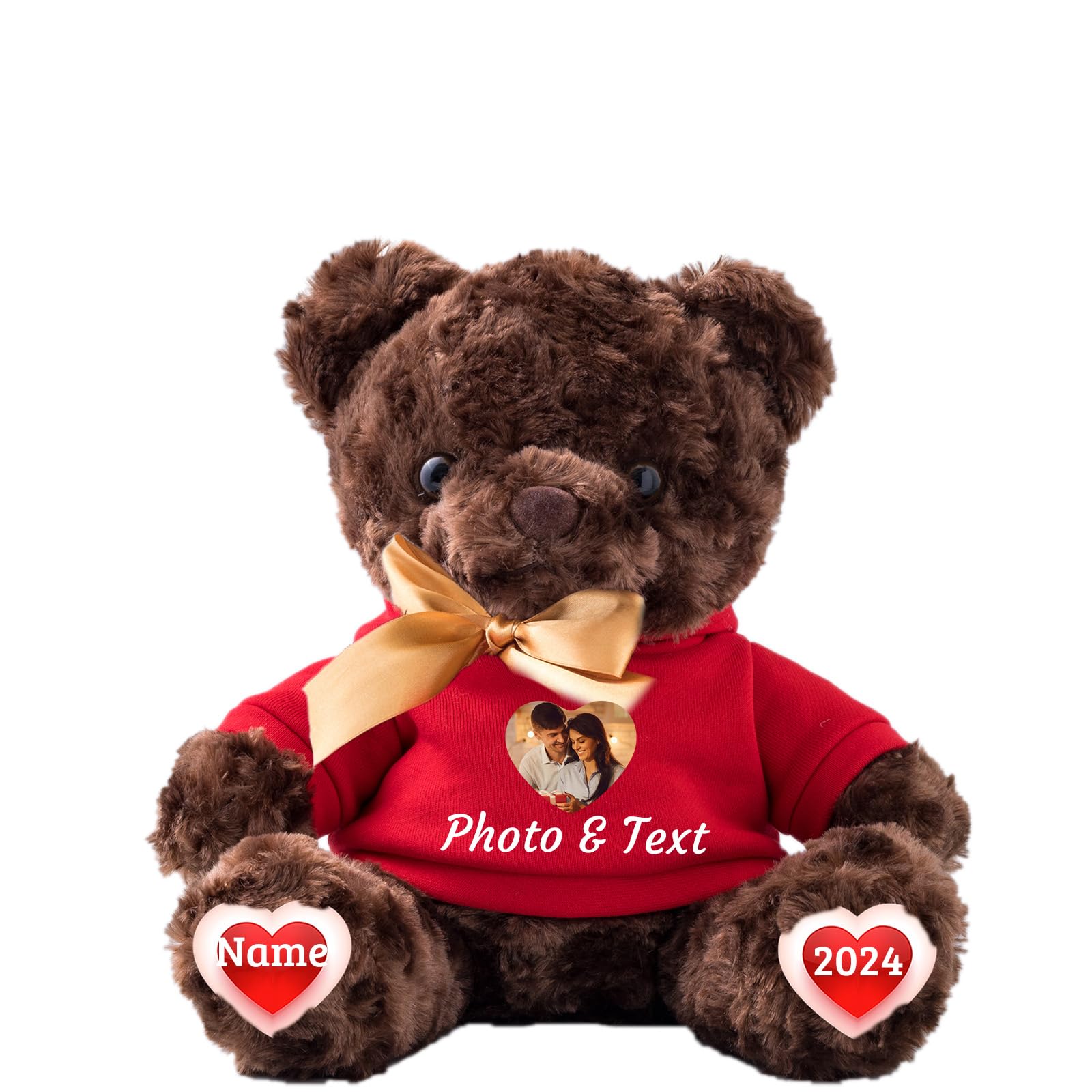 Personalized Teddy Bear Plush - Custom Text + Photo, 8 Inch Stuffed Bear Gift For Valentine's, Birthday - View #3
