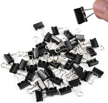 Ykimok 40Pcs Mini Binder Clips, 5/8 inch15mm, Paper Clamps Micro Size for Office Supplies, Black