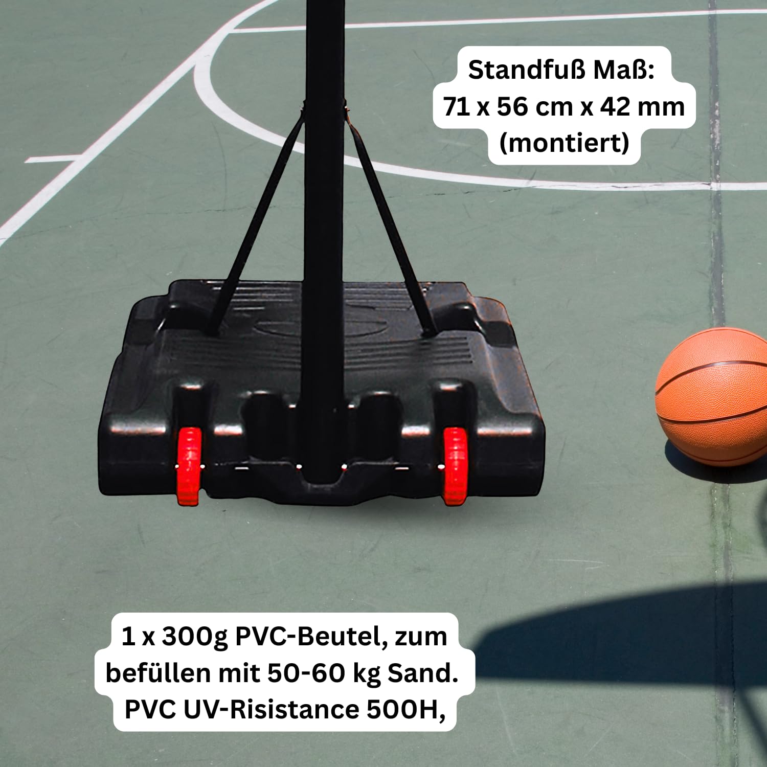 Best Sporting Basketballkorb Outdoor mit Ständer I Höhenverstellbarer Basketball-Korb I Robuster Outdoor-Basketballständer für Kinder I Mit Transport-Rollen