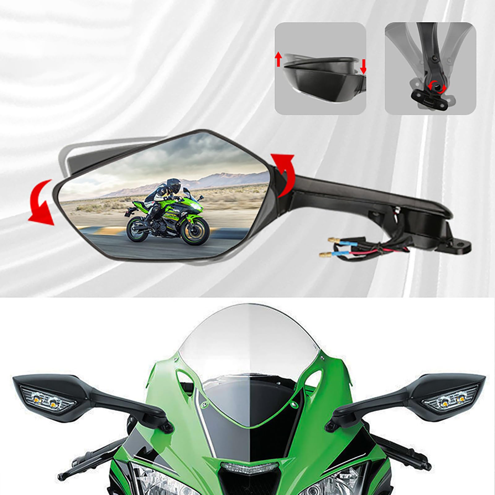 Amazon.co.jp: バイクミラー ZX-10R ZX10R H2 カワサキニンジャ対応