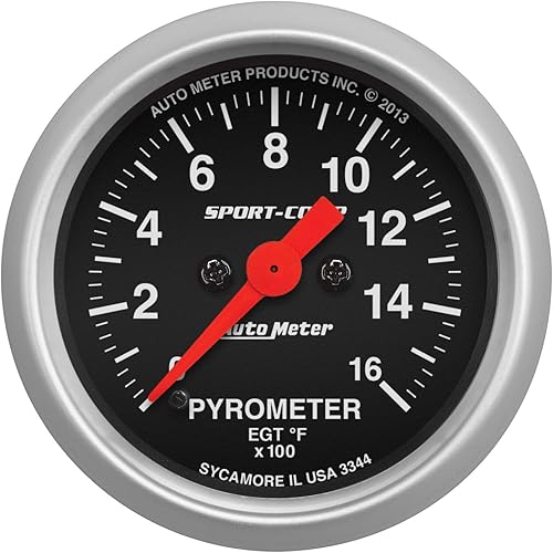 Auto Meter 3344 Sport-Comp Kit de medidor de pirómetro eléctrico, 2.3125 pulgadas