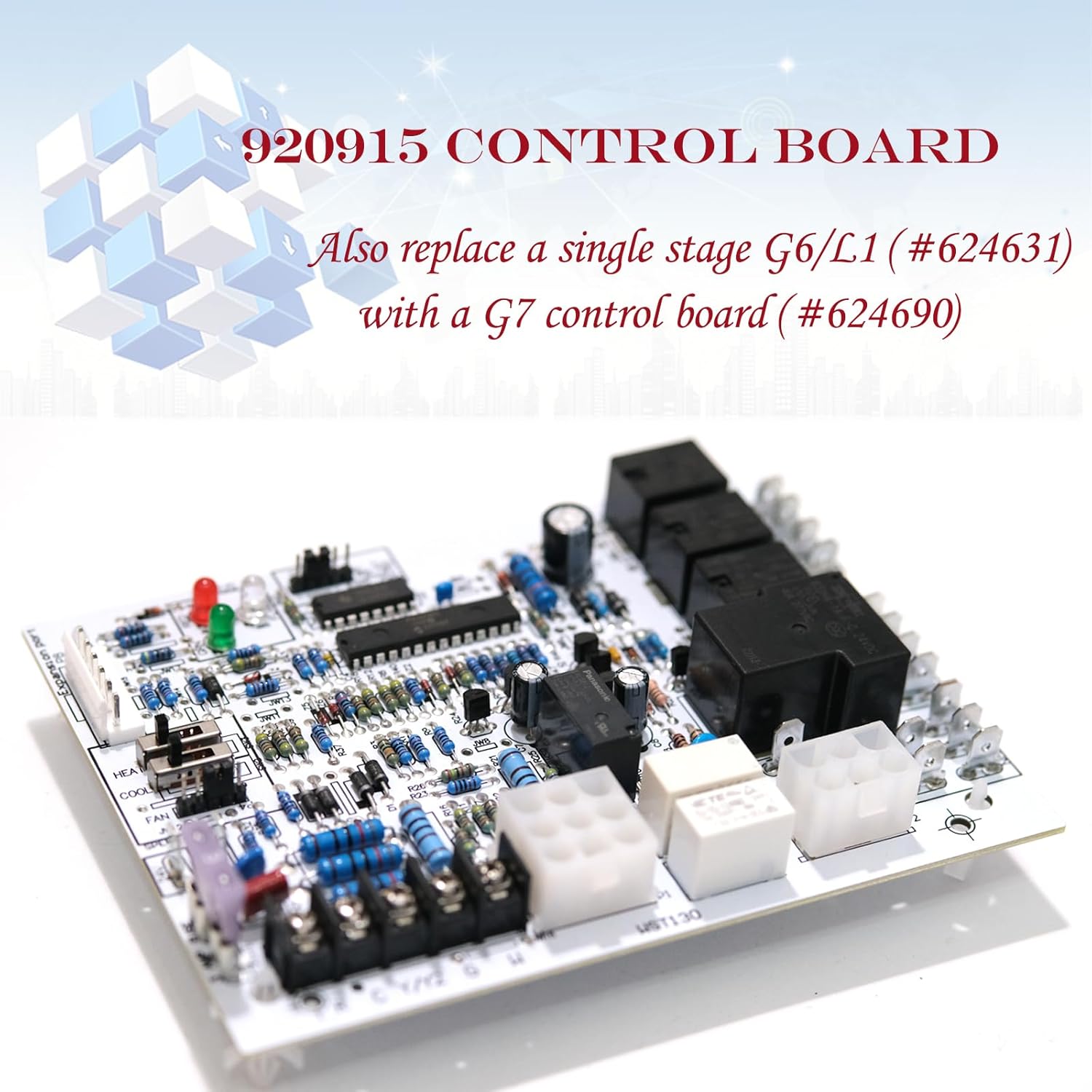 Furance Control Board 920915 Replace for 624742 and 904840 Control Board, Control Board for Single-Stage Gas Furnace