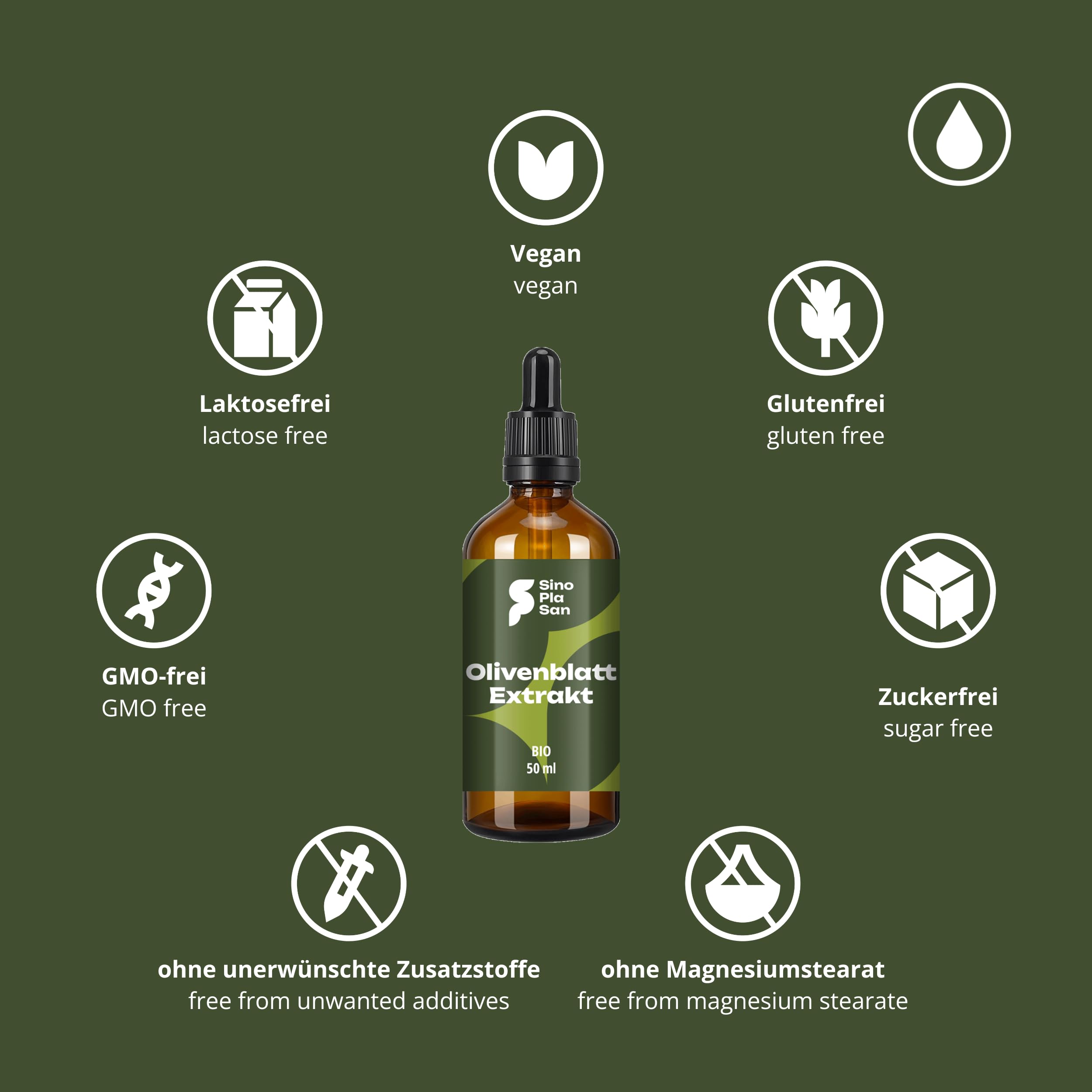 Bio Olivenblattextrakt FORTE 50 ml | 100% rein | ohne Zusätze | 10% Oleuropein | vegan | laborgeprüft | hoch dosiert
