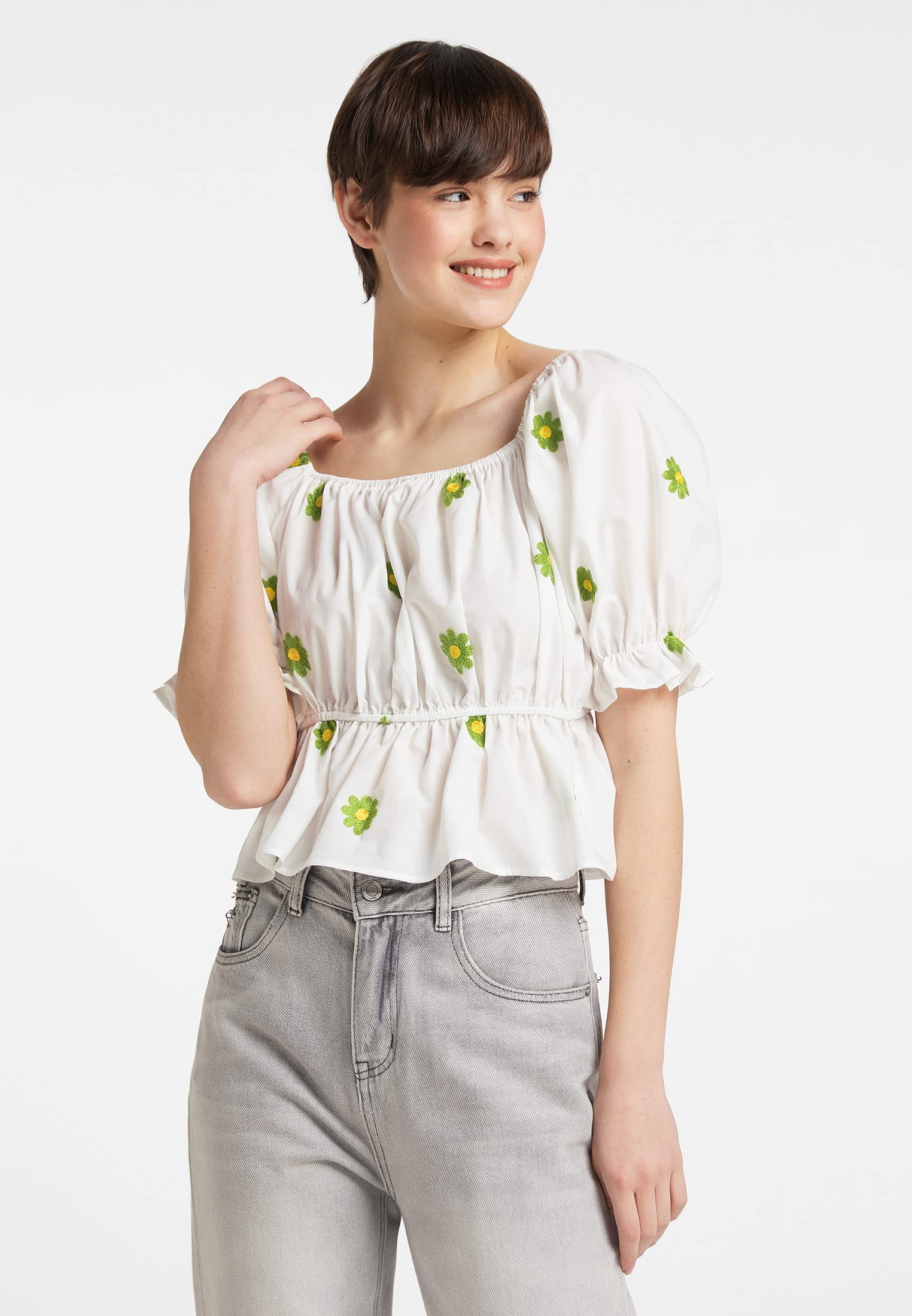 UCY Blouse Courte brodée Femme