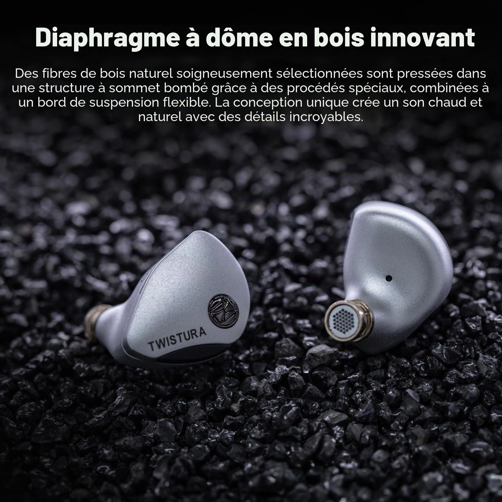 Linsoul TWISTURA WoodNote Écouteurs Intra-Auriculaires, Diaphragme en Bois, Casques à Double Aimant et Double Chambre à air de 10mm, IEM de qualité Studio avec Embouts filtrants Amovibles