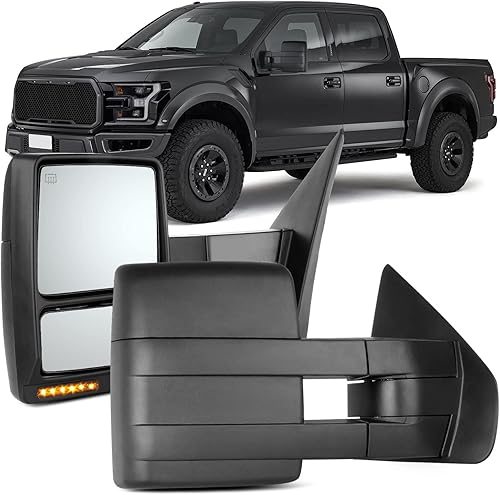 OCPTY Espejo de remolque para 2007 2008 2009 2010 2011 2012 2013 2014 para Ford para camioneta F-150 Pickup Camión Remolque Espejos Par Par Potencia