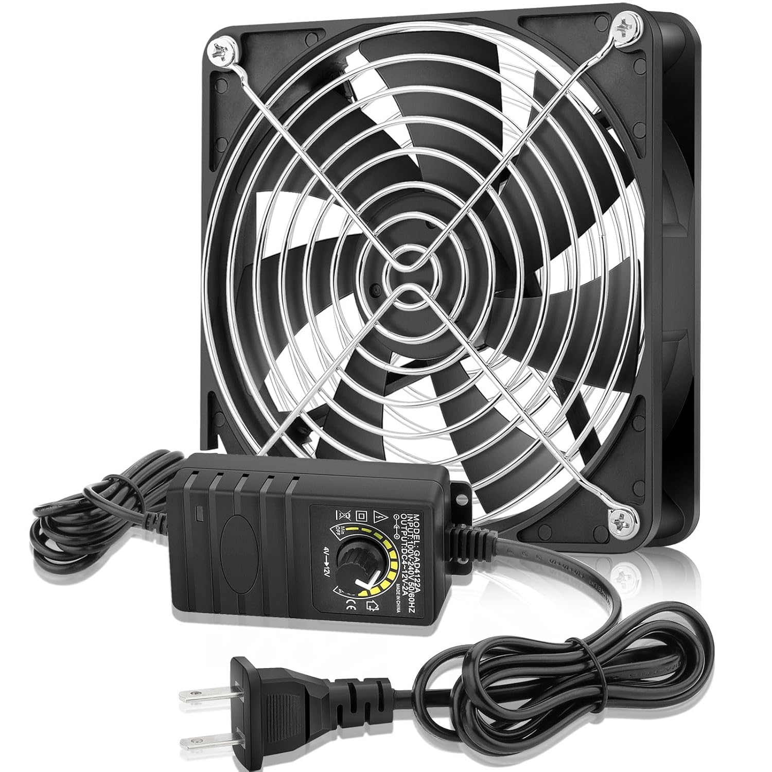 140mm x 25mm Datavifte med AC-plugg 110V 120V 220V 240V AC-drevet dobbeltkulelager variabel hastighet for mottaker/xbox/drivhus/elektronisk kjøling