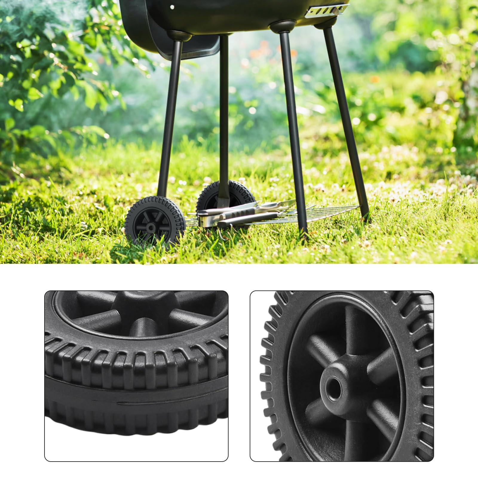 Lot De 2 Roues De Barbecue En Plastique De 15,2 Cm Pour Barbecues à Gaz