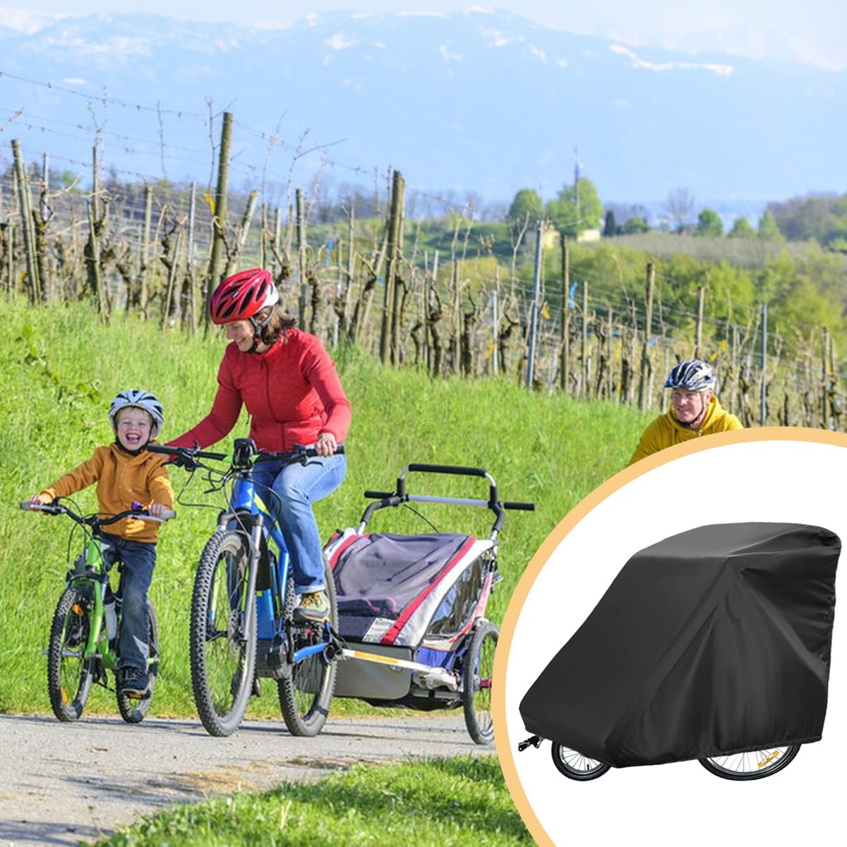 Sqodok Fahrradanhänger-Abdeckung, wasserdicht, 420D-Oxford-Material, mit PU-Beschichtung, UV-Schutz, winddicht, staubdicht, 139,7 x 83,8 x 99,1 cm, Schwarz, Blau