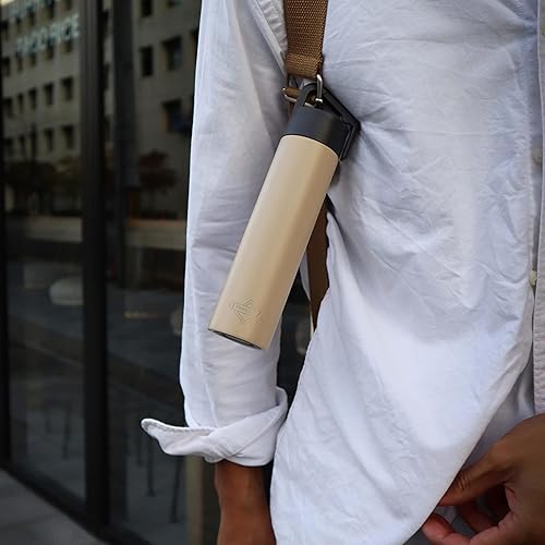 Miniatura 2 de Poketle - Botella aislada personal con mosquetón colgante, botella portátil para exteriores, 6.1 fl oz, color beige