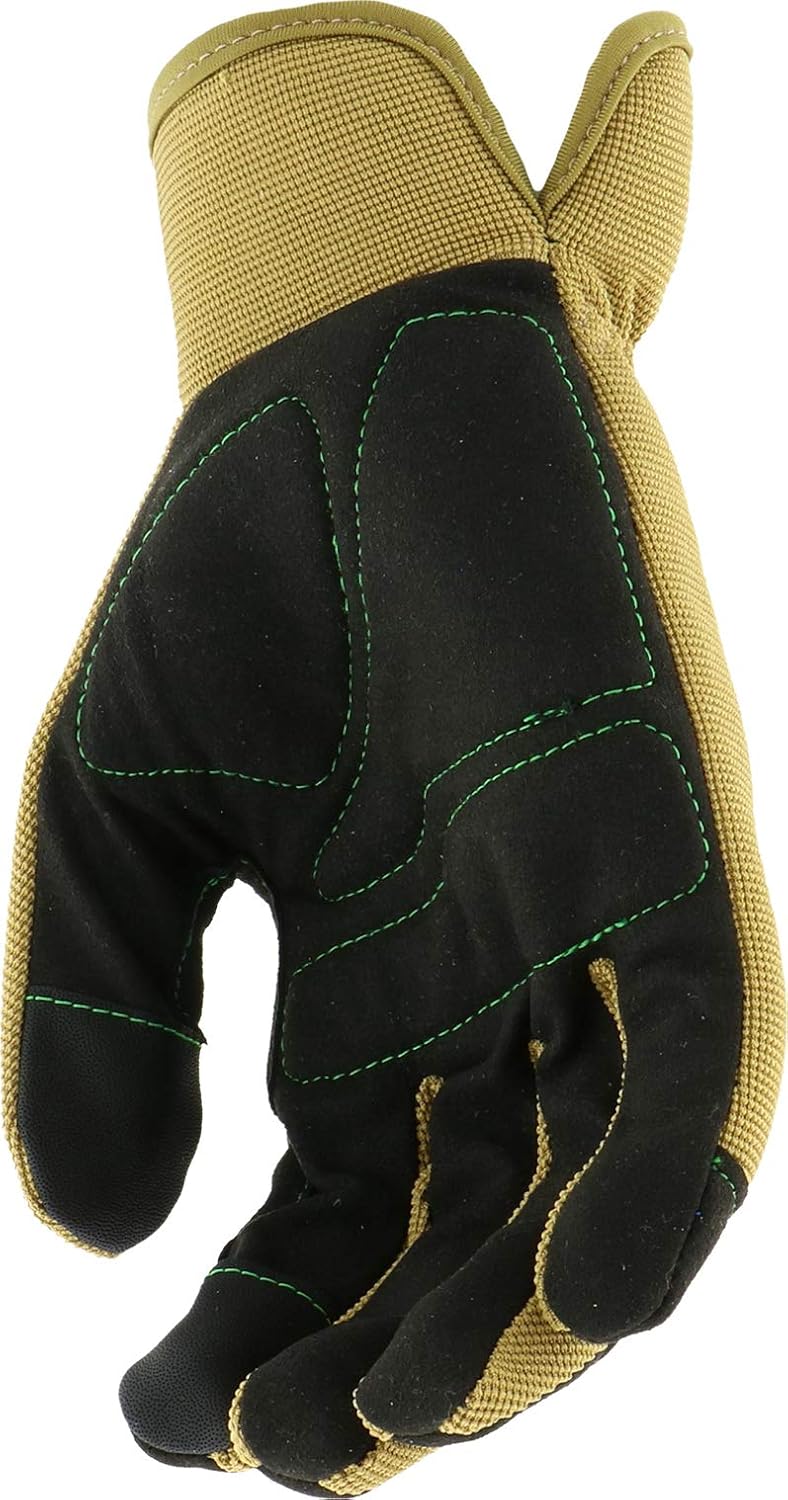 Scotts Men's High-Dexterity Synthetic Leather Palm Work Glove, Touchscreen Technologies, Reinforced Thumb Saddle, Abrasion Resistant, Tan/Black, Large (SC86111/L)