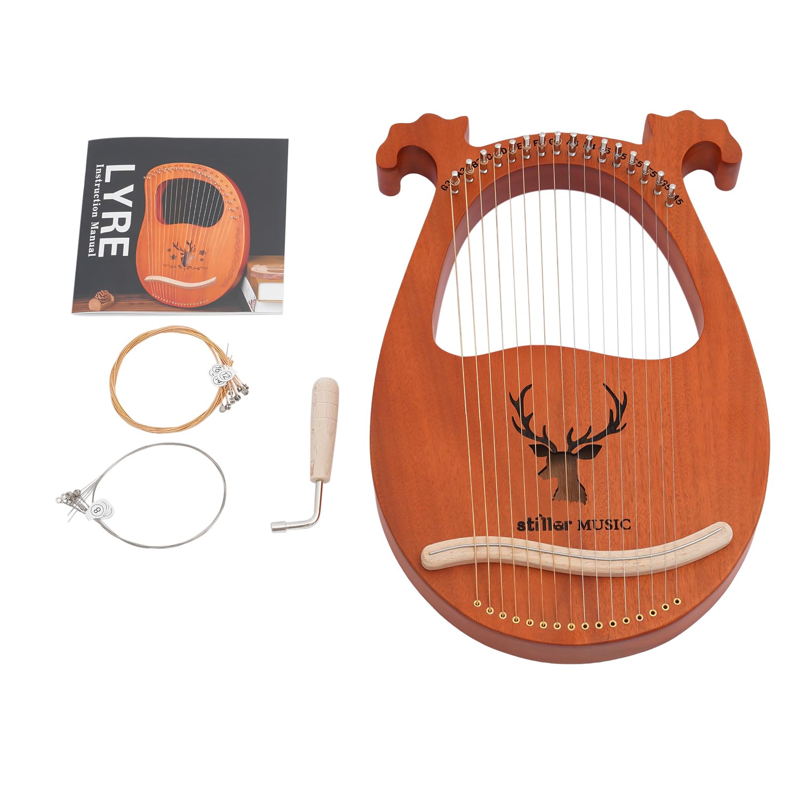Arpa a 16 corde, 26 x 39 x 2,7 cm, strumento per lira | Leggero e portatile, mogano, il prodotto è adatto per bambini, adulti, principianti, amanti, amici e professionisti.