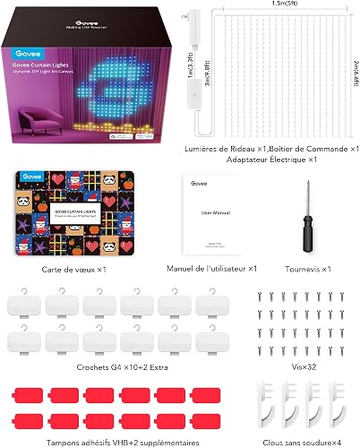 Govee Curtain Lights, 520 LED RGBIC Smart WiFi Curtain Lights for Outdoor, Dynamic Lights for DIY, Waterproof IP65, Christmas Decoration (1.5×2m) - 9
