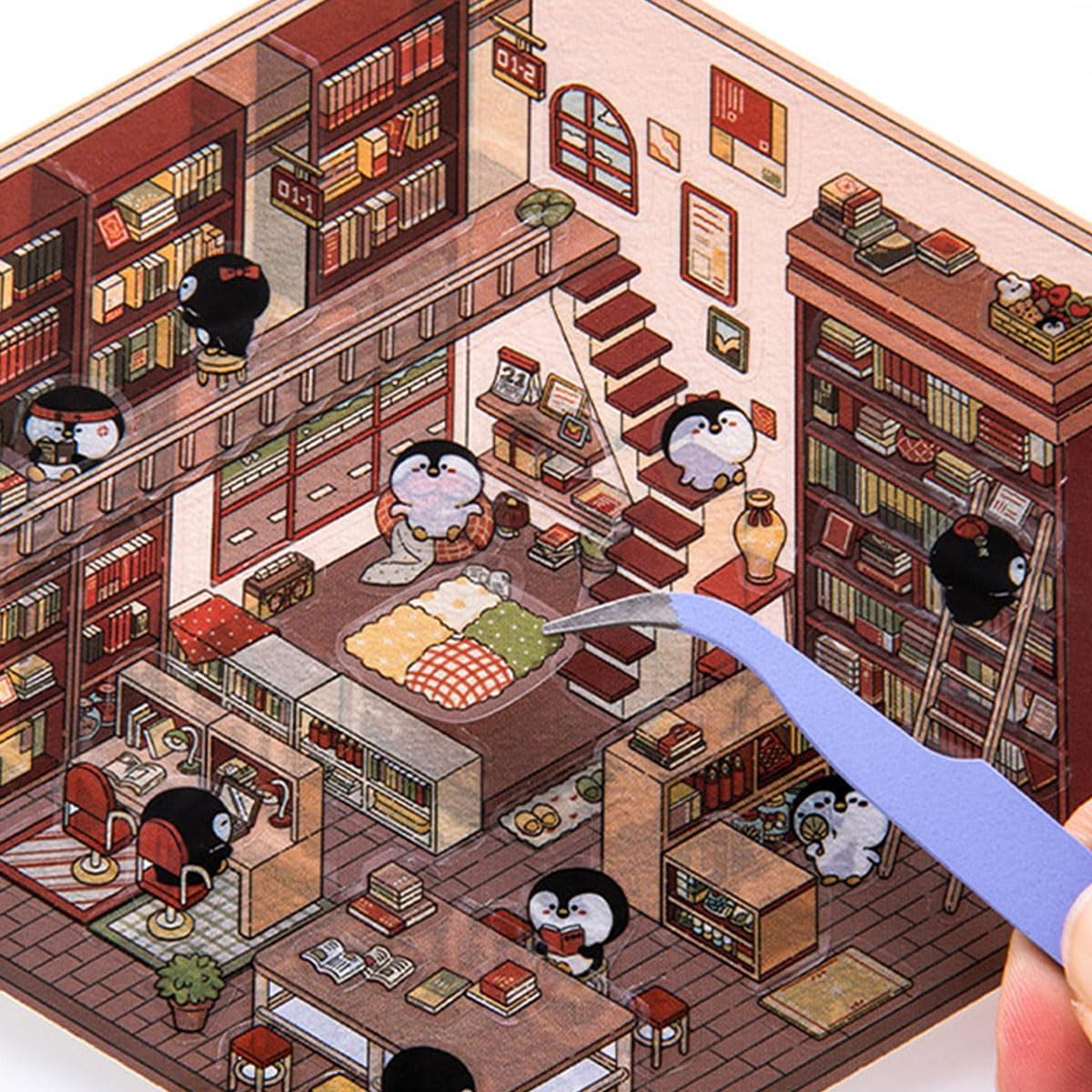 DIY 3D House Sticker8ピース、新しいアップグレードDIY 3Dステッカーシーン 楽しいDIYステッカーシーン 自