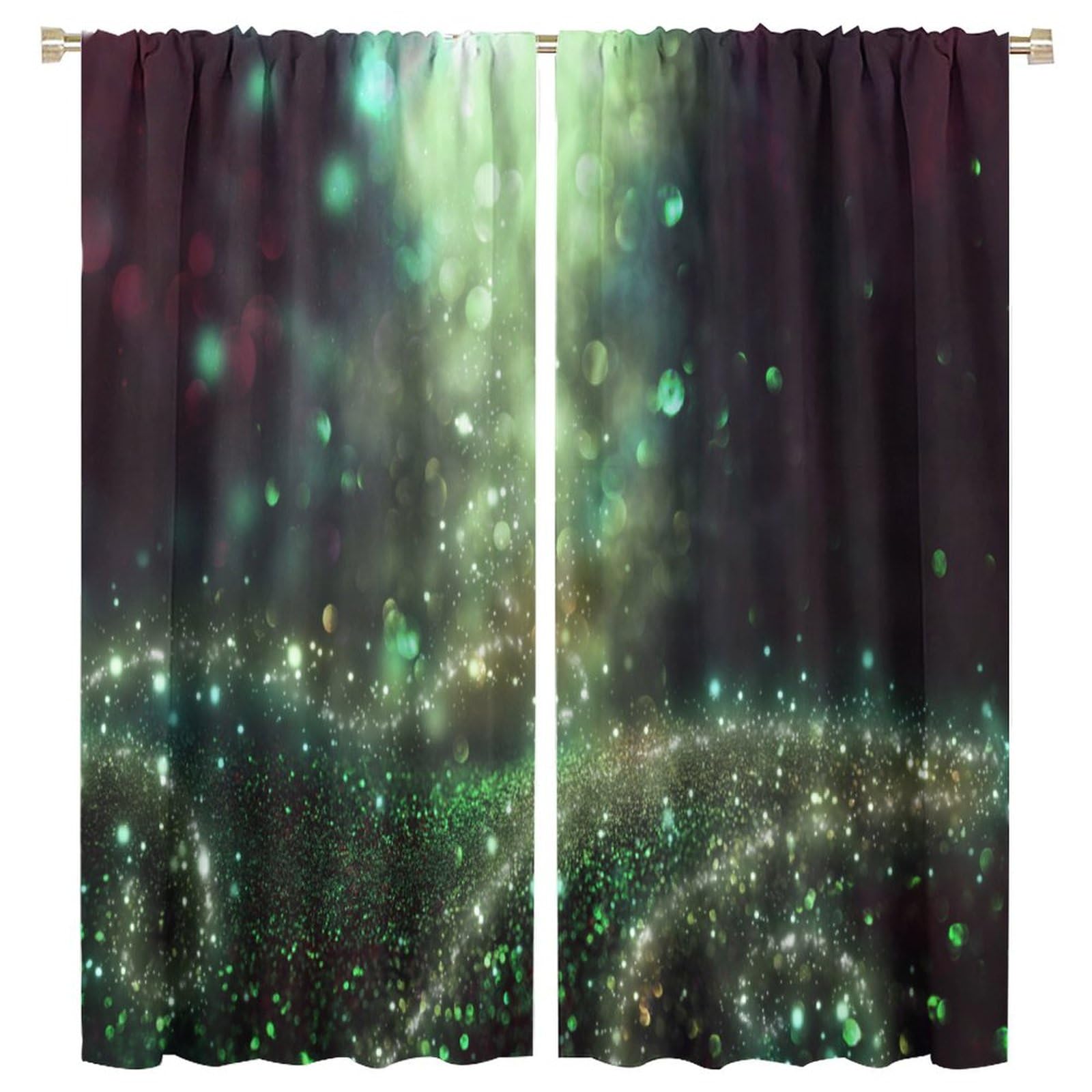 Firefly Blackout Window Curtain,Abstract and Magical of Sparkling Fireflies Flying in The Forest at for Baby Boys Bedroom Nursery Children Drapes 2 Panels 63x72in