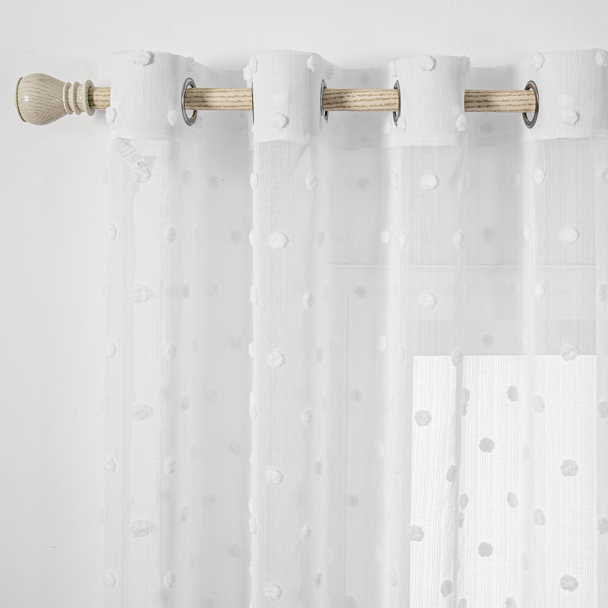MYSKY HOME Juego de 2 Cortinas Blancas con Ojales, Cortina de Gasa Transparente para habitación Infantil, para salón, Moderna, Bordada, con Ojales, Transparente, para dor