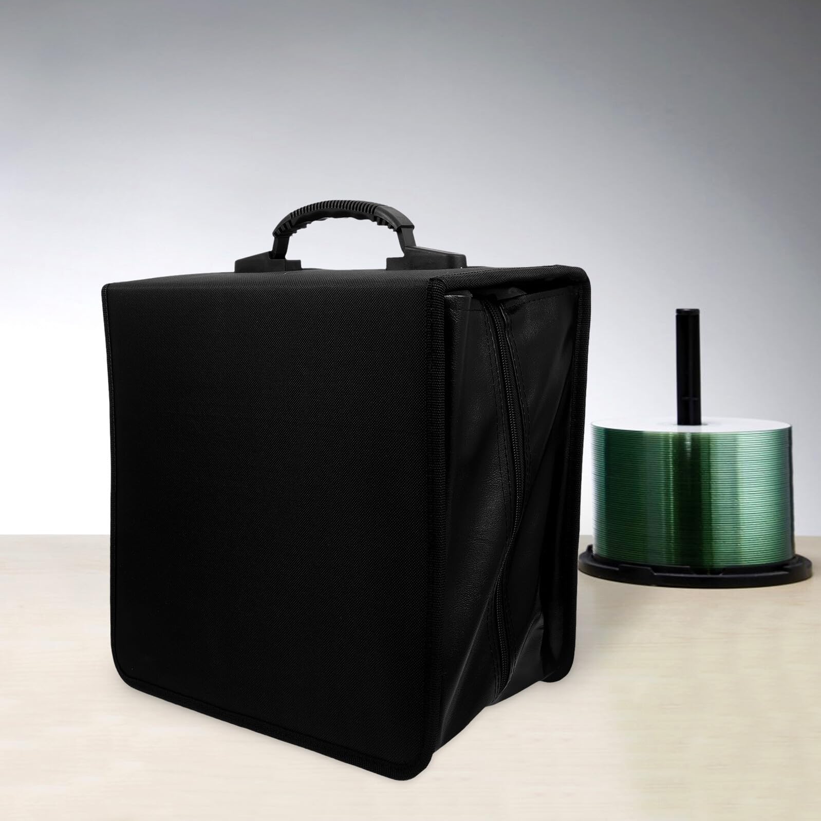 Custodia Cd in Pelle PU Dischi Organizer Dvd Portatile con Maniglia Album e Raccoglitore Resistente Protezione Anti-usura per Cd Dvd Nero