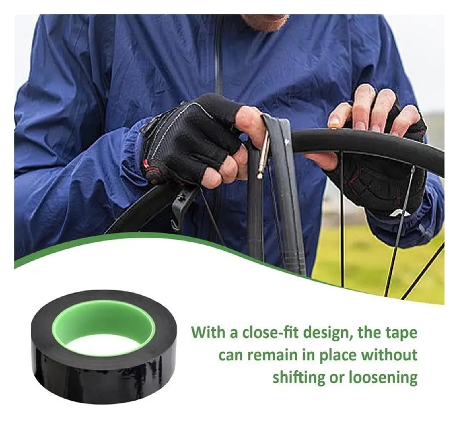 Fahrradfelge Tape Rack Tubeless-Felgenband, Anti-Pannen-Reifendichtband, Vakuum-Reifenpolster, 50 m, Fahrradzubehör, Selbstklebende Aufkleber Velox Felgenband(50m x 25mm)