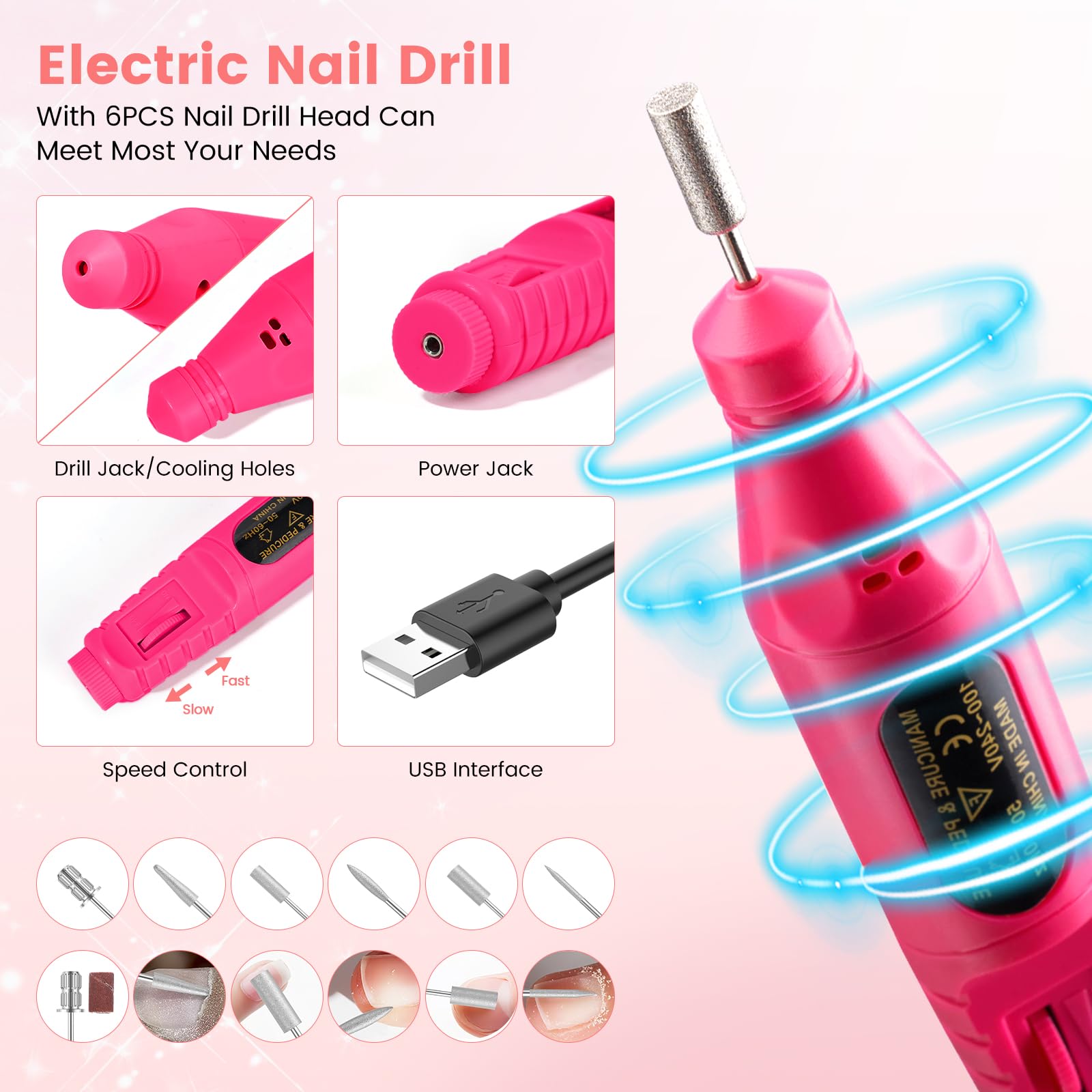 Deciniee Kit Uñas Acrilicas–Profesional con Lampara Uñas/Tips/Broca Unhas y Mano para Practicar. Ideal para hacer uñas de gel, decoración y DIY-Acrílico y herramientas para principiantes y expertos