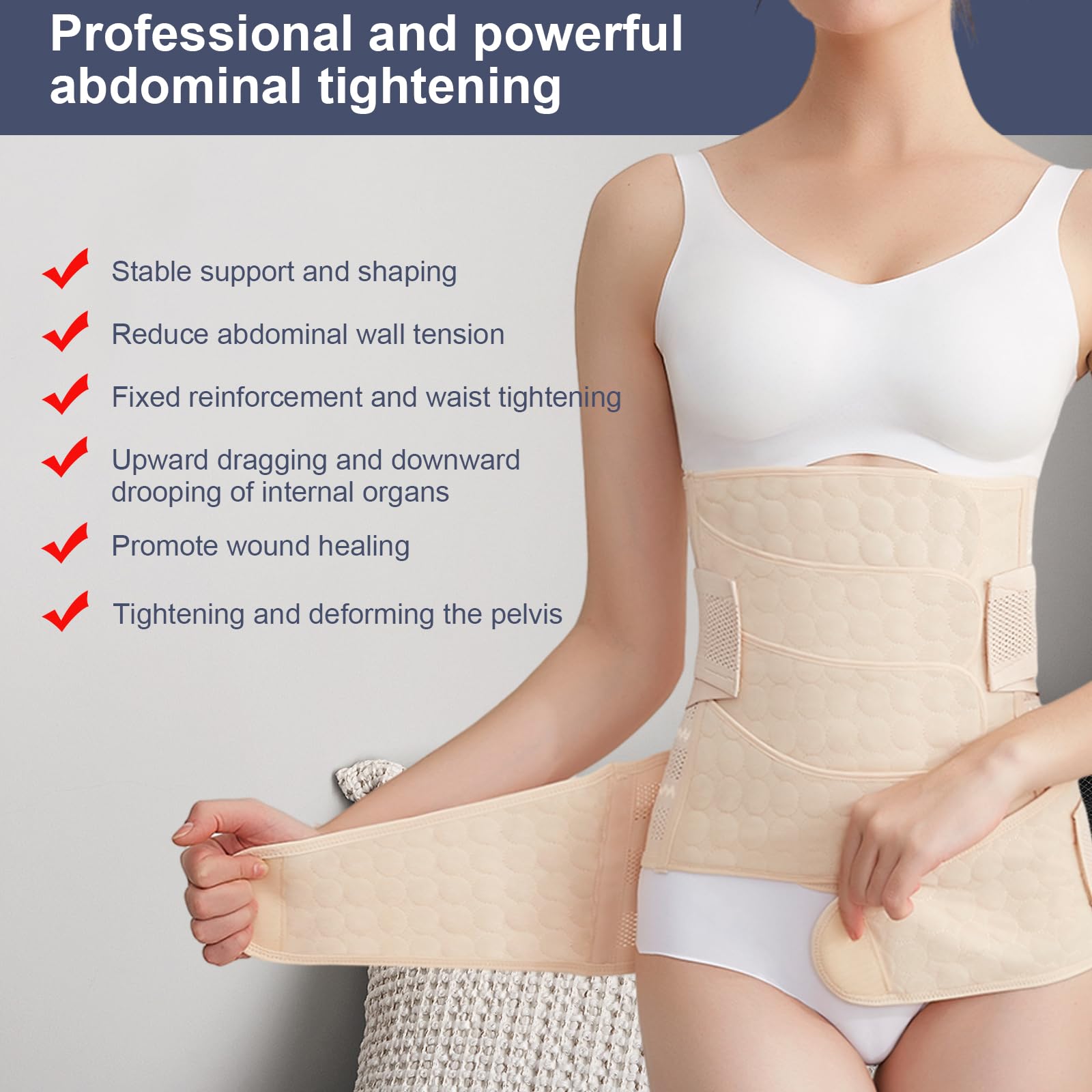 3 in 1 Ceinture Abdominale Femme, 4 Patchs Ceinture Soutien Grossesse avec Ceinture Pelvienne, Ceintures Post Partum Accouchement M L XL XXL, Ceintures Maintien Lombaire, pour Ventre Plat (L)