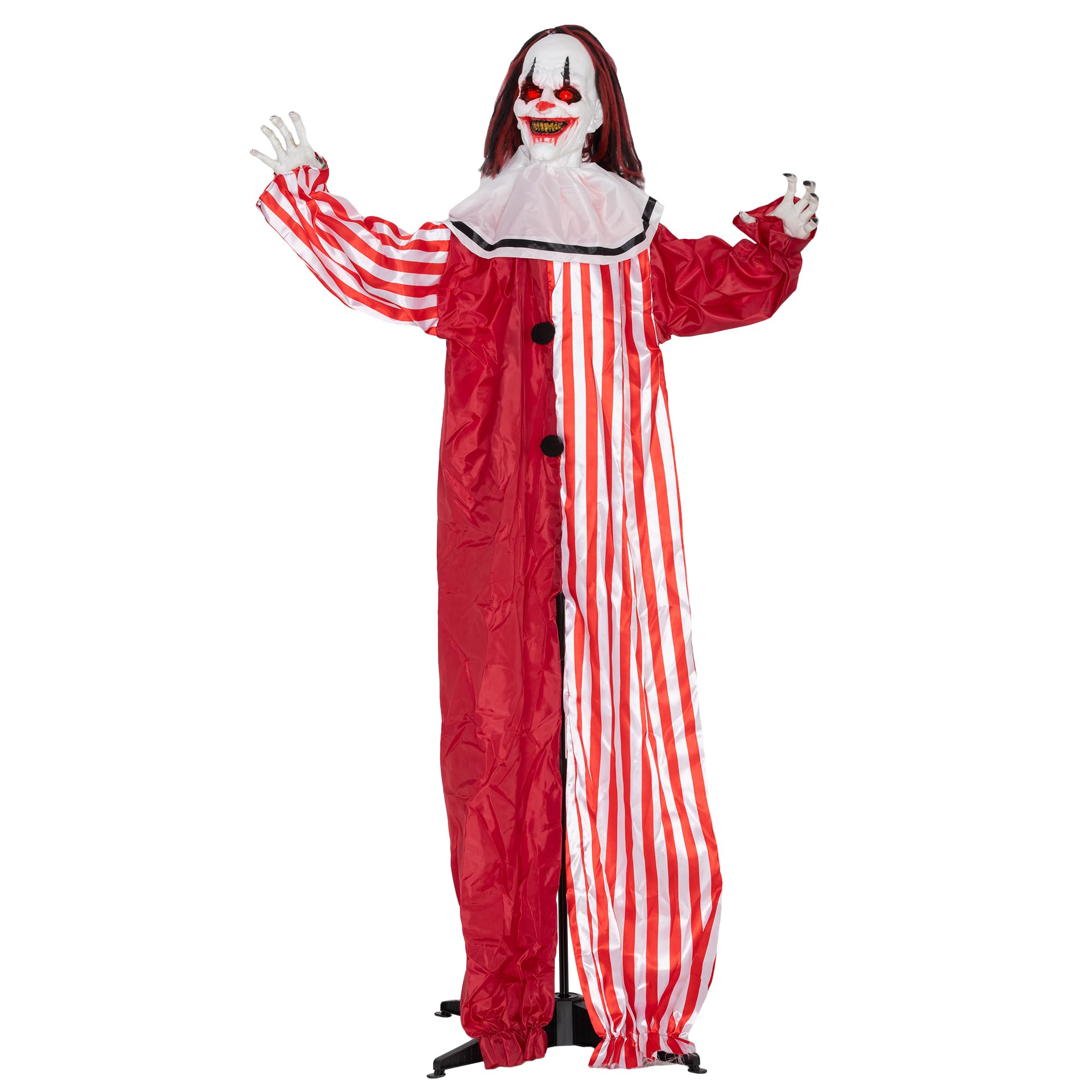 Outsunny 165 cm Life Size Halloween Animated Clown with Red Light Up Eyes — image 1