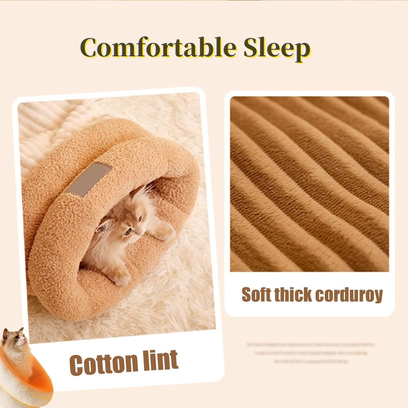 Cat Sleeping Bag, Cat Sleeping Bag for Indoor Cats, Cat Winter Sleeping Bag, Cat Bed Cave, Winter Cat Sleeping Bag for Cats, 360°Wrap Comfortable Soft Plush Sack Self Warm Pet Snuggle Sack (L,Gray)