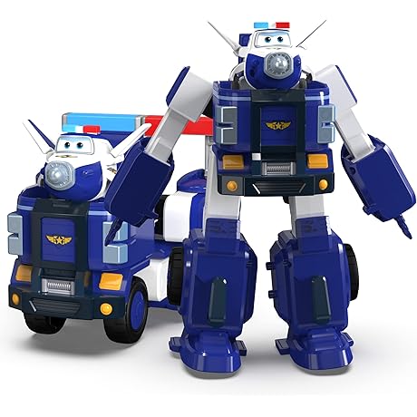 Super Wings 7" Paul's Police Cruiser with 2" Transform-a-Bot Paul Mini Figure:...