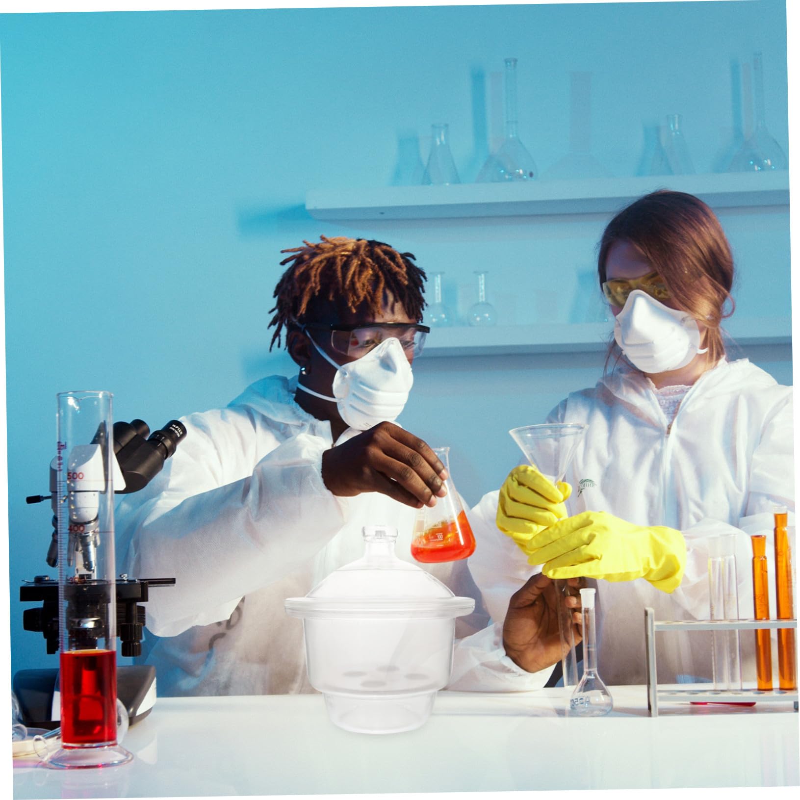 Desecador de Vidrio al Vacío 1 Pieza para Laboratorio Científico | Alta Transparencia, Estructura Simple y Diseño de Orificios Razonable, Fácil de Transportar, Apto para Presentaciones