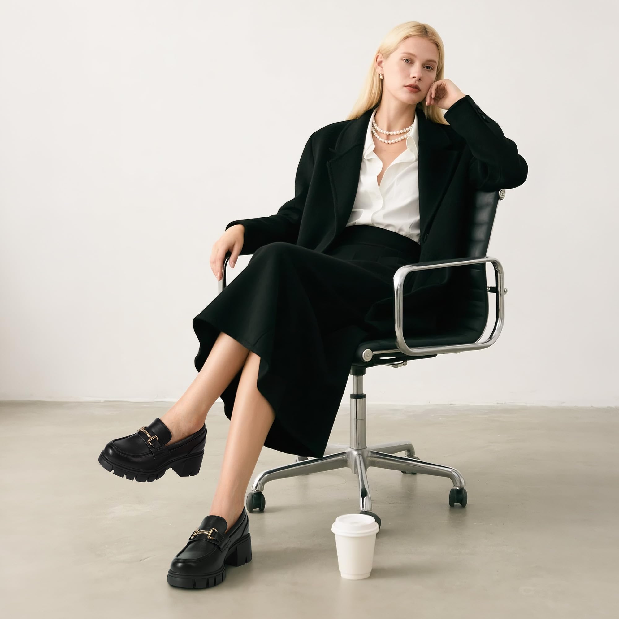 DREAM PAIRS Women's Platform Chunky Loafers