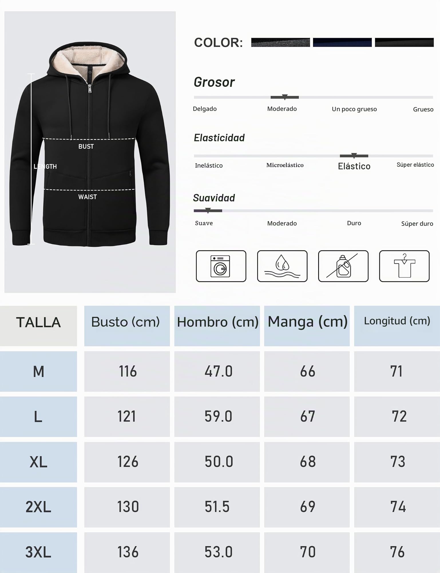 MoFiz Chaqueta forro polar hombre Sudadera con cremallera hombre Chaqueta invierno hombre Chaqueta forro polar hombre hoodie polar Sherpa cálida y cómoda para el S-3XL