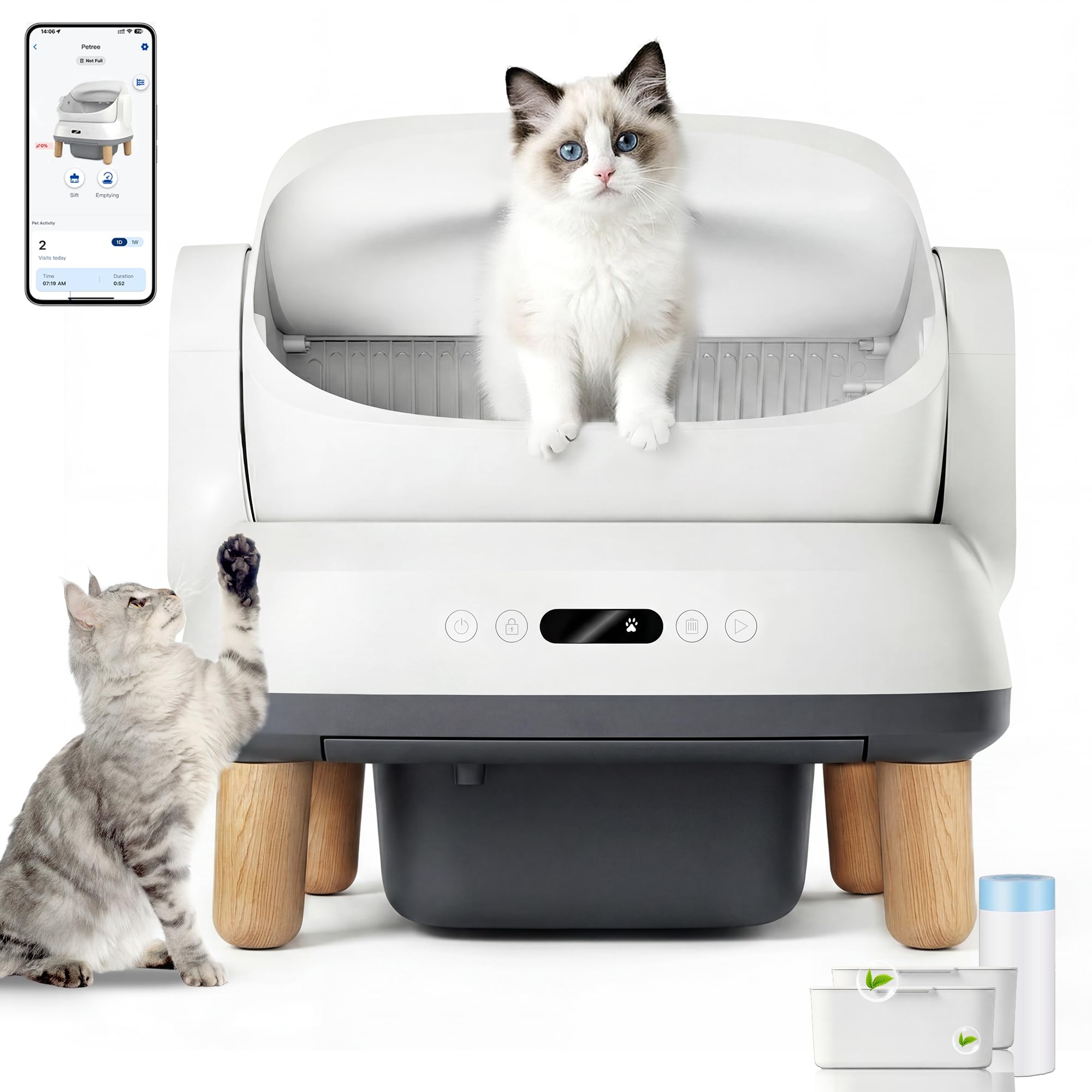 Devoko Elektrisches Katzenklo selbstreinigend mit 8 Sensoren,IPX5 wasserdicht,Katzentoilette elektrisch mit APP-Steuerung,selbstreinigende Katzentoilette XXL für große Katzen & Mehrkatzenhaushalte