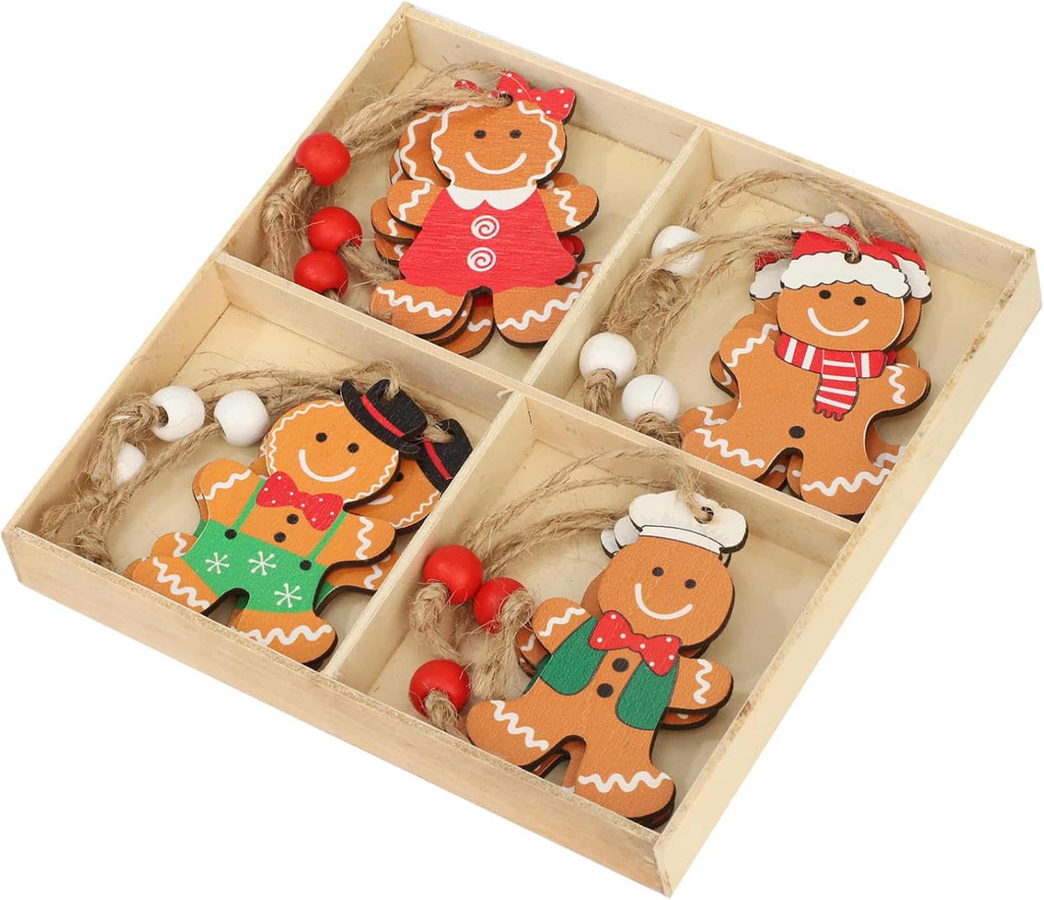 FEESHOW Wooden Christmas Ornaments Christmas Tree Hanging Pendant Decorations Xmas Party Supplies Type C One Size