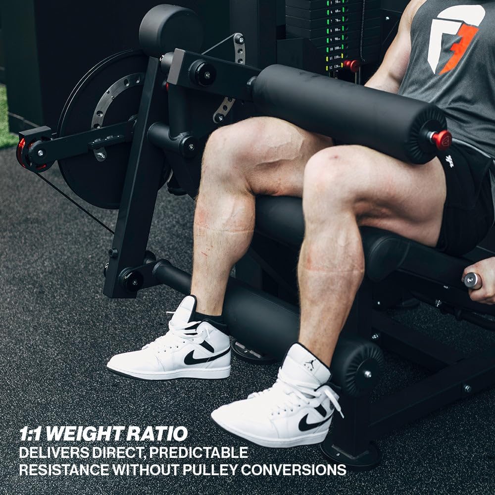 Titan Fitness Selectorized Leg Extension and Curl Machine, Pin-Loaded 250 LB Weight Stack with 1:1 Ratio, Adjustable Seat and Footrest, Workout and Exercise Equipment for Quads and Hamstrings