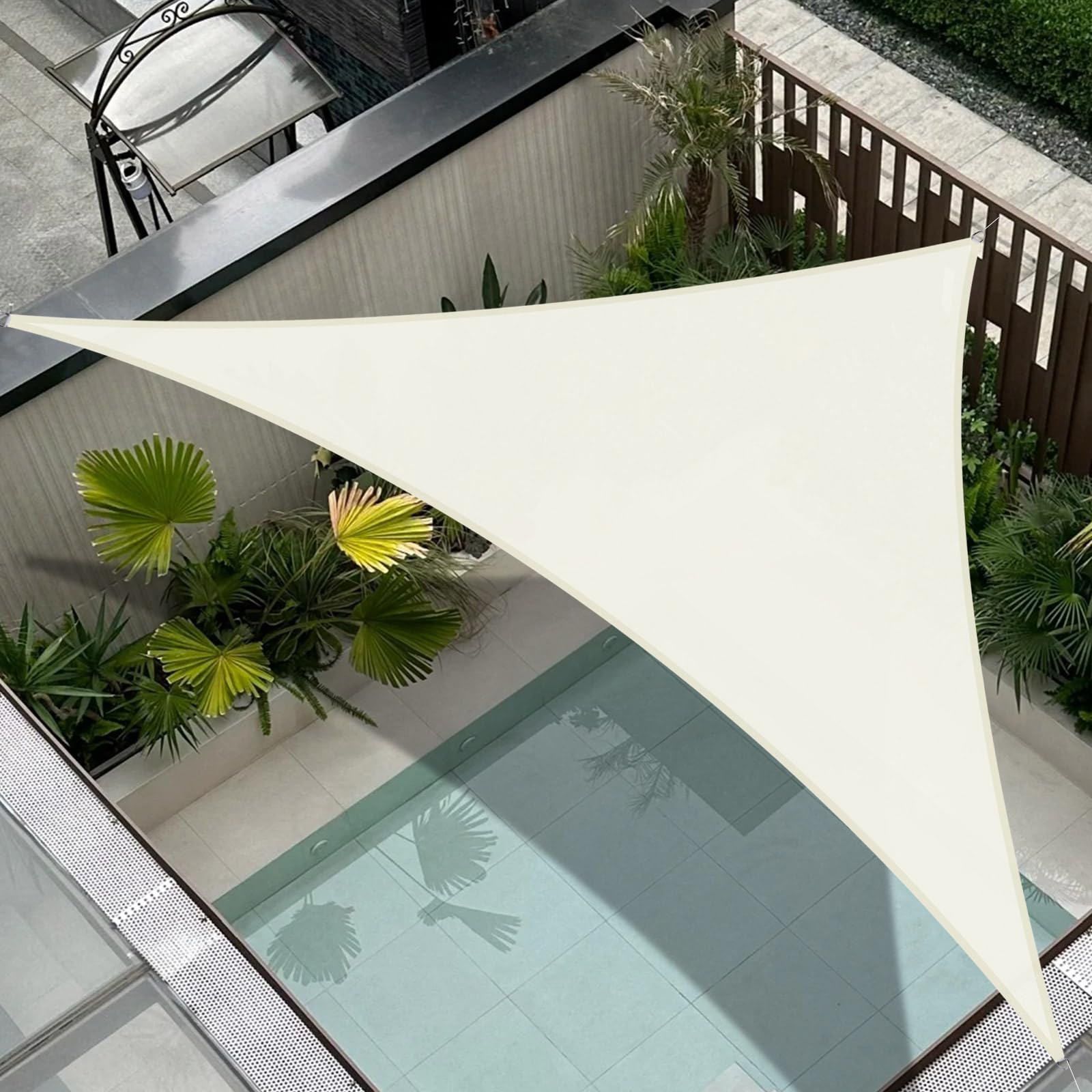 Cool Area Toldo Vela de Sombra Impermeable Rectangular 2.5x4m Protección UV PES Toldos para Patio Exterior Jardín Terraza-Arena — view 13