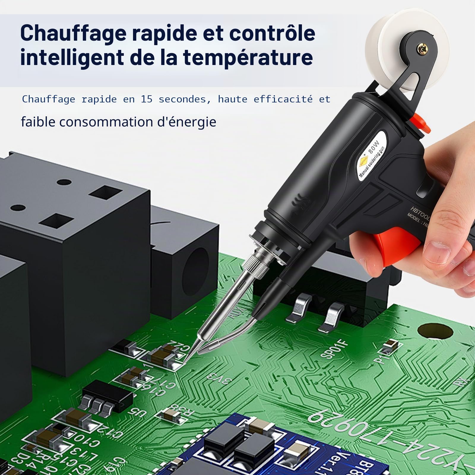 Poste à Souder, Pistolet de soudage, Machine à Souder Portatif, Souder à Température Réglable Amélioré de 120 W, Pistolet de Soudeur Industriel avec Chauffage Interne pour le Soudage et la Réparation