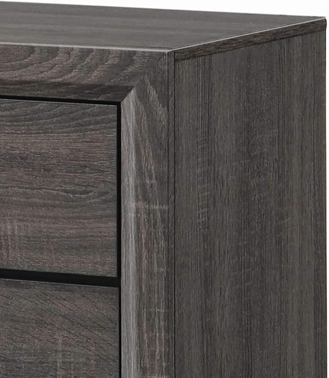 Benjara Wooden Nightstand with 2 Drawers and Chamfered Legs, Gray and Black