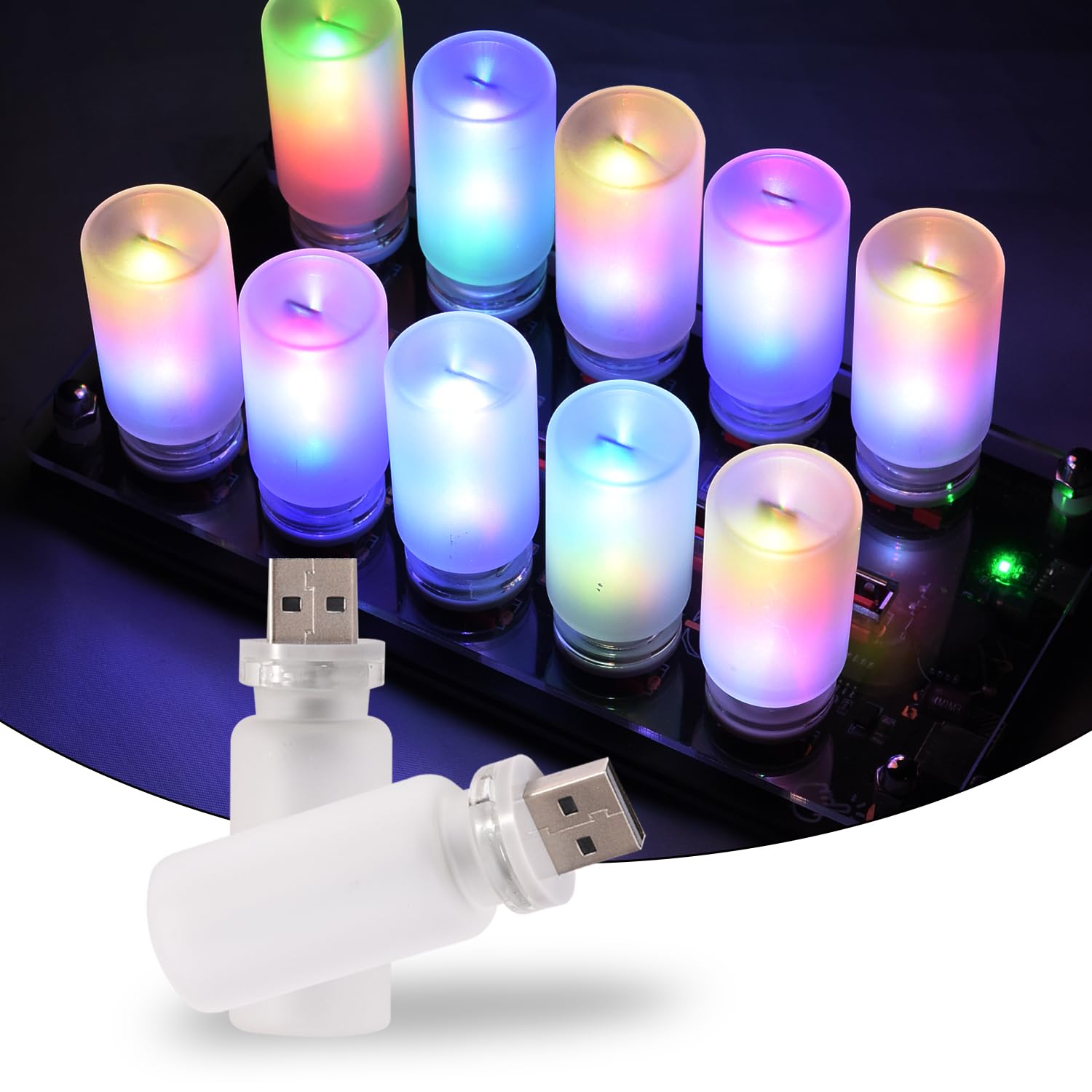 Portable Touch controll LED Night light, Mini USB Bulb Lamp for car decoration atmosphere,glass bottle 13-Mode Dimmable night lights plug into wall for bedroom,kids room,bathroom and hallway,2 Pack