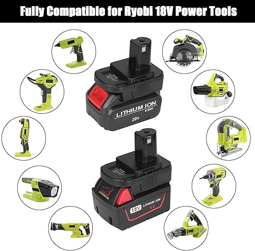 Miniatura 4 de KUNLUN Adaptador de batería DM18RL para herramientas Ryobi de 18 V, convertidor para batería Dewalt de 20 V y batería Milwaukee M18 a batería Ryobi