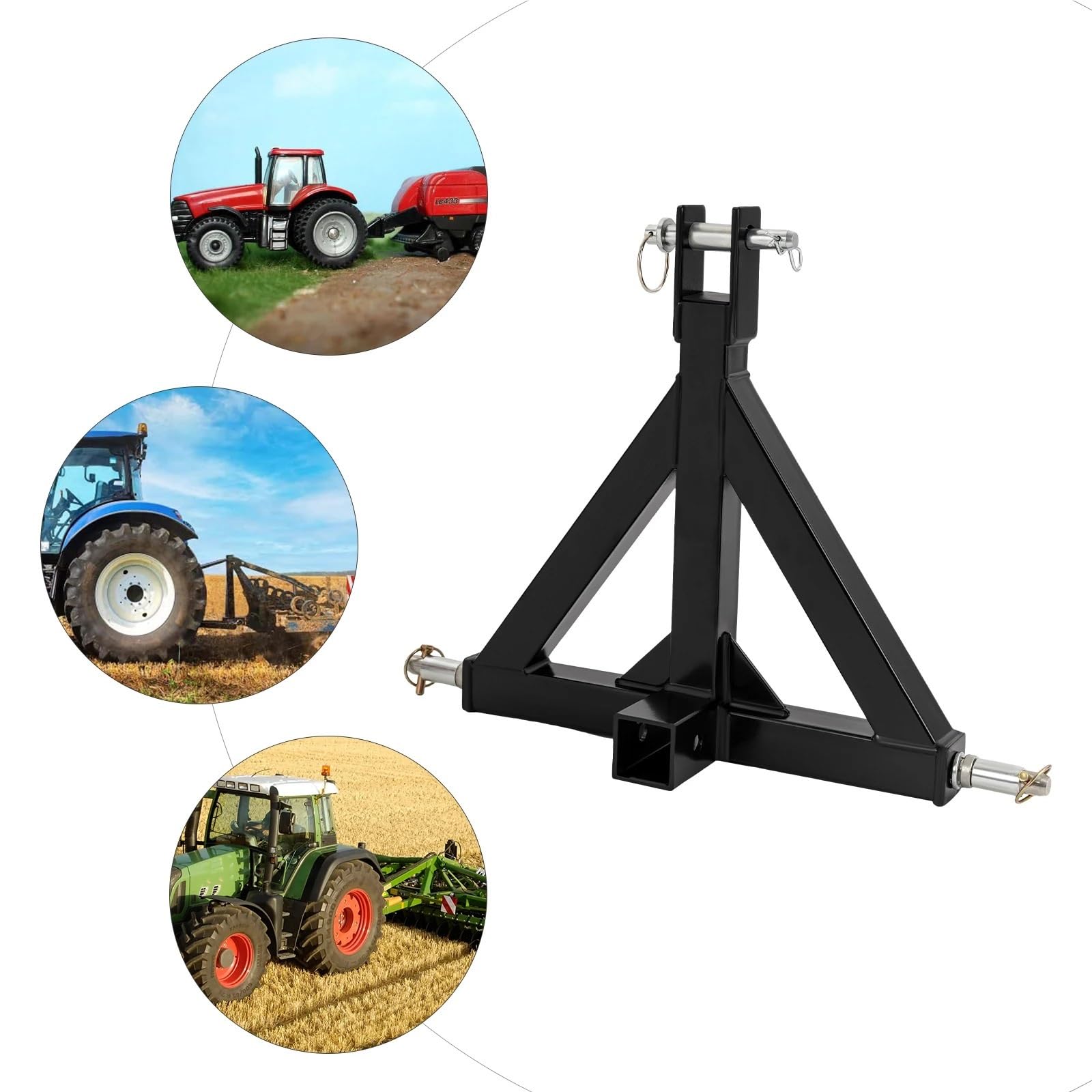Enganche de Remolque de 3 Puntos Adaptador de Enganche Barra Tiro for Tractor, Acoplamiento Remolque 3 Puntos, varillaje Triangular, Receptor estándar 2"