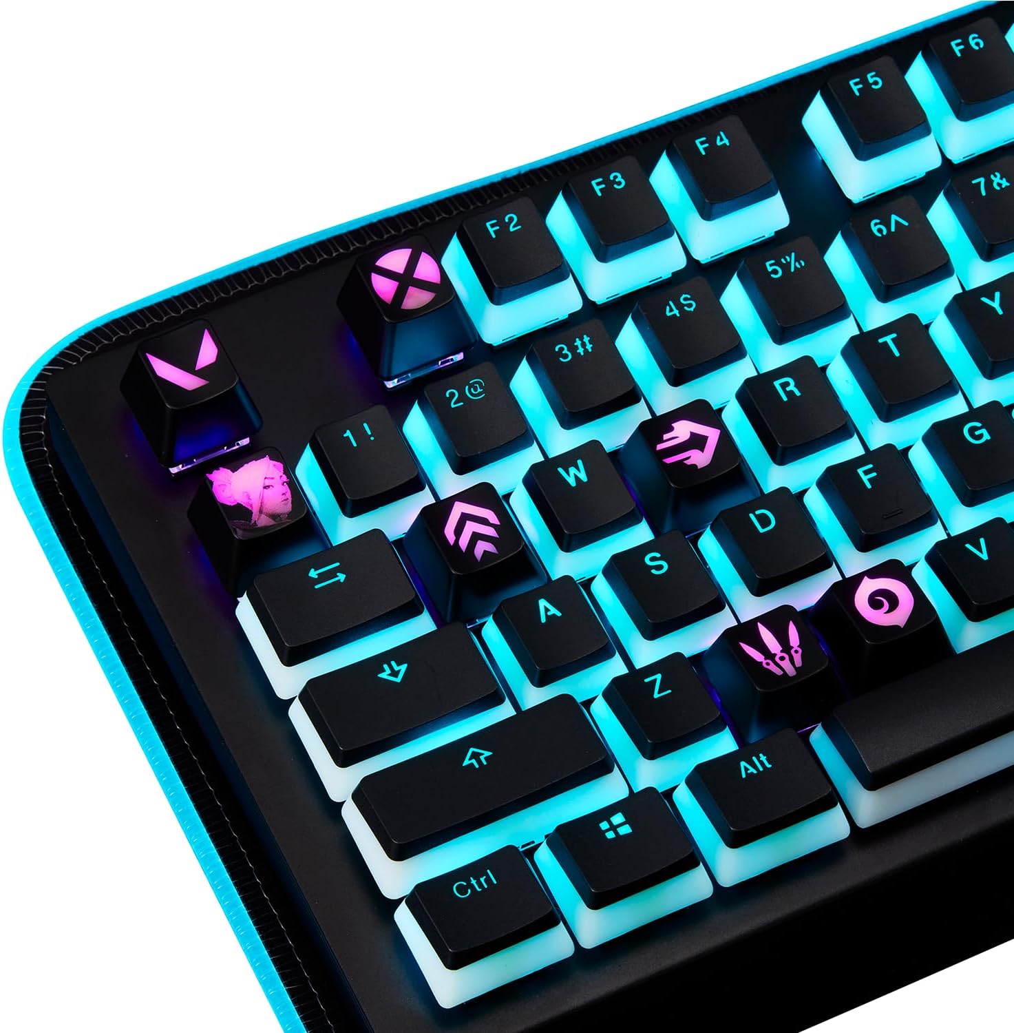 Valorant Custom Keycaps (Agent Sova) - Laser Engraved with Each Valorant Agent's Portrait, Skills, and Position. Fit with Any Mechanical Keyboard. Valorant Gift for Gamers, Adults, and Teens.