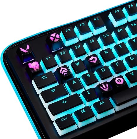 Valorant Custom Keycaps (Agent Omen) - Laser Engraved with Each Valorant Agents Portrait, Skills, and Position. Fit with Any Mechanical Keyboard. Valorant Gift for Gamers, Adults, and Teens.