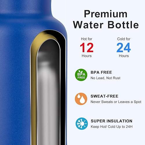 Miniatura 5 de Botella de agua para niños de regreso a la escuela, botella de agua pequeña de acero inoxidable aislada al vacío de 12 onzas con pajita, botella de