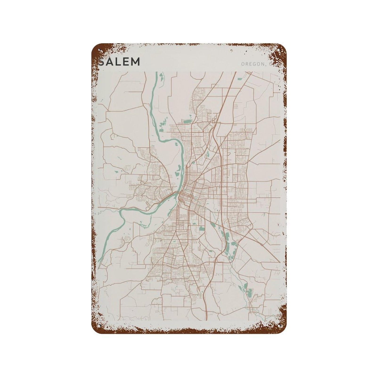 xiaoxiaoshen Salem Map Oregon Travel Gift Farmhouse Decor Wall Decor Art Metal Tin Poster Modern Home Decor Art Home Bar Shop Decorations Vintage Sign 30x20cm