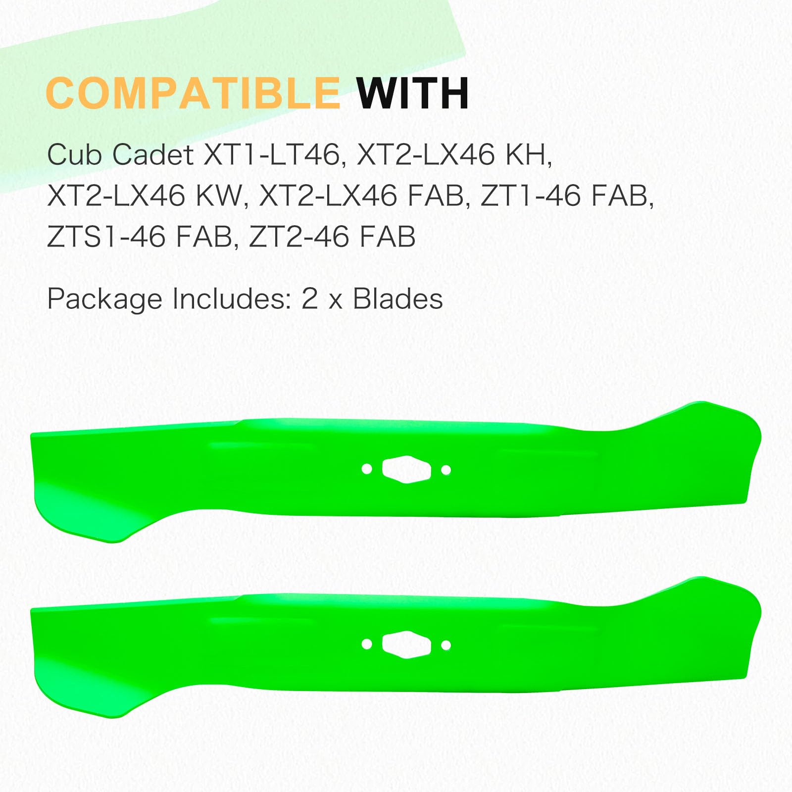 CMXGZAM110192 - Juego de cuchillas para cortacésped para cubierta de 46 pulgadas Cub Ca d et M TD Crafts Man, reemplaza OEM 742-05510 742-05573 742-05573-0637 (elevación alta), paquete de 2