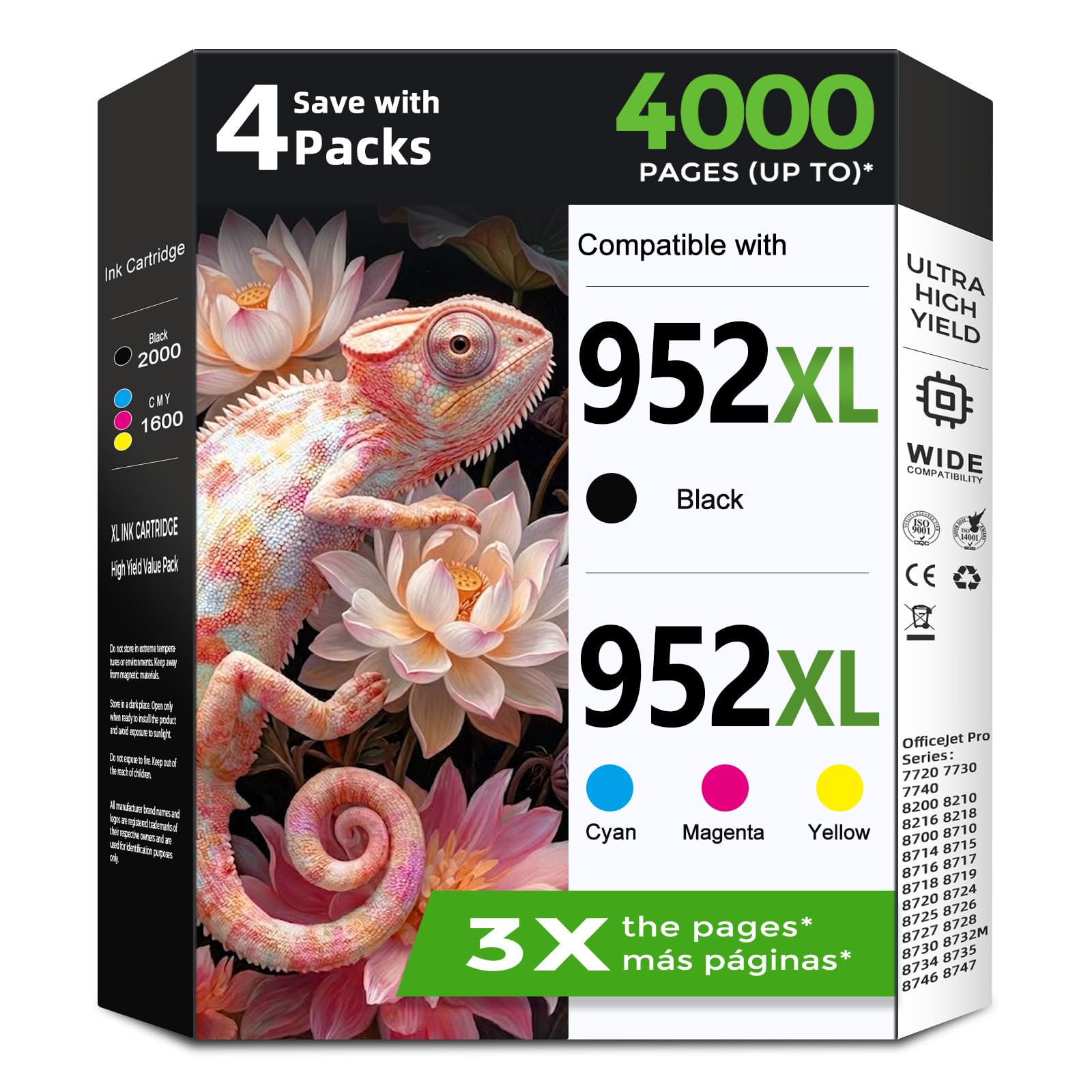 Photo 1 of 952XL Ink Cartridge Compatible for HP Ink 952 XL HP952XL Cartridges Combo Pack (4-Pack) Work with Officejet Pro 8710 7740 8720 8702 8210 7720 8715 8730 8740 8216 8716 8725 8700 8200 7730 8735 Printers