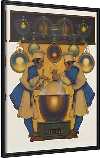Maxfield Parrish Two Cooks and a Haggis - Framed Canvas Art Reproduction 24x32inch 60x80cm (Vertical) / Black / 1.25inch 3.175cm